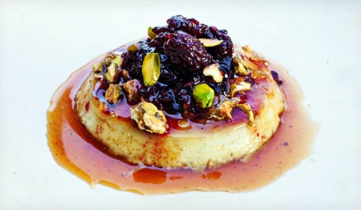 Pistachio Flan with Candied Pistachios 